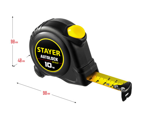 STAYER AutoLock, 10 м х 25 мм, рулетка с автостопом (2-34126-10-25) купить  в Сочи