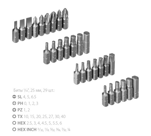 ЗУБР Компакт-Т29, 29 предм., реверсивная отвёртка с насадками, Профессионал (25168-H29) купить  в Сочи