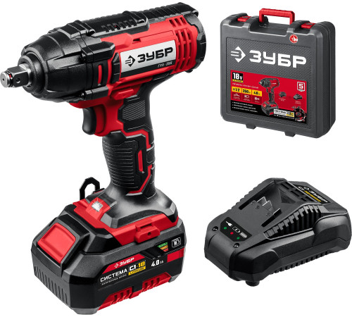 ЗУБР С1-18, 18 В, 250 Н·м, 1 АКБ (4 А·ч), гайковерт ударный, кейс (ГУЛ-255-41) купить  в Сочи