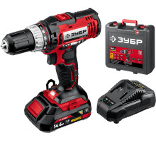 ЗУБР С1, 14.4 В, 35 Н·м, 1 АКБ (2 А·ч), дрель-шуруповерт, кейс (ДШЛ-145-21)