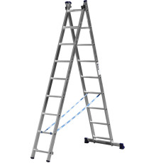 СИБИН 9 ступеней, со стабилизатором, алюминиевая, двухсекционная лестница (38823-09)