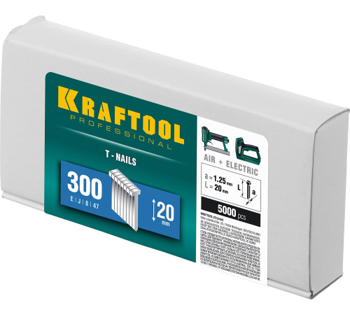 KRAFTOOL тип 18GA (47/300/F) 20 мм, 5000 шт, гвозди для нейлера (31785-20) купить  в Сочи