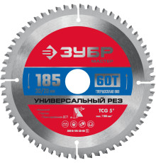 ЗУБР Универсальный рез, 185 x 30/20 мм, 60Т, пильный диск по алюминию (36916-185-30-60)