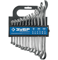 ЗУБР 12 шт, 6 - 22 мм, набор комбинированных гаечных ключей, Профессионал (27088-H12)