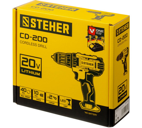 STEHER V1, 20 В, 40 Н·м, без АКБ, дрель-шуруповерт (CD-200) купить  в Сочи