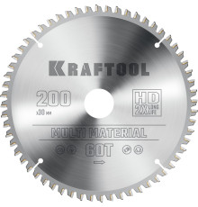 KRAFTOOL Multi Material, 200 х 30 мм, 60Т, пильный диск по алюминию (36953-200-30)