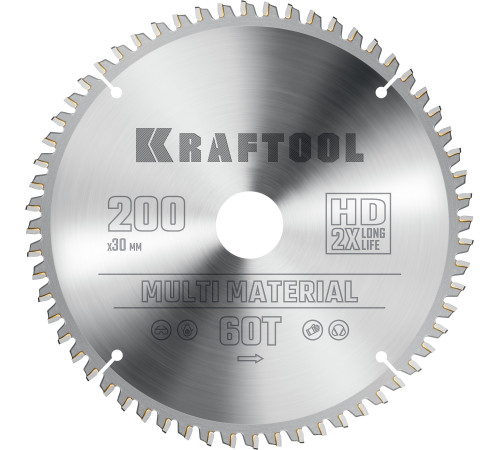 KRAFTOOL Multi Material, 200 х 30 мм, 60Т, пильный диск по алюминию (36953-200-30) купить  в Сочи