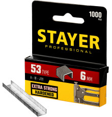 STAYER тип 53 (A/10/JT21), 6 мм, 1000 шт, калибр 23GA, скобы для степлера, Professional (3159-06)