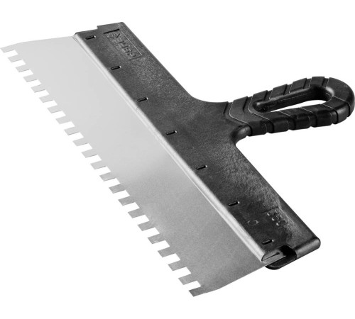 ЗУБР 350 мм, зуб 8 х 8 мм, пластиковая ручка, нержавеющий фасадный шпатель (10078-35-08) купить  в Сочи