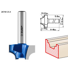ЗУБР 25.4 x 14 мм, радиус 6.3 мм, фреза пазовая фасонная №1, Профессионал (28740-25.4)