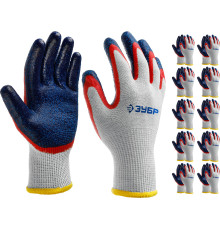 ЗУБР ЗАХВАТ-2 L-XL, х/б перчатки с двойным текстурированным нитриловым обливом, повышенная износостойкость, 13 класс, 10пар, Профессионал (11454-K10)