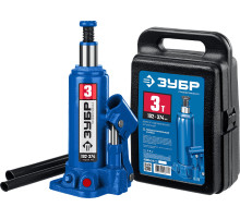 ЗУБР 3 т, 194 - 372 мм, бутылочный гидравлический домкрат в кейсе, Профессионал (43060-3-K)