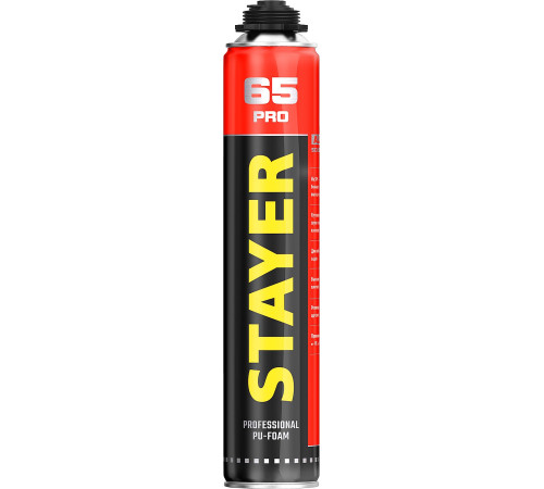 STAYER PRO 65, 800 мл, выход до 65 л, пистолетная, всесезонная, монтажная пена, Professional (41137) купить  в Сочи