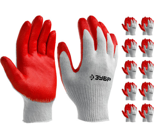 ЗУБР УНИВЕРСАЛ, L-XL, х/б перчатки с нитриловым обливом, маслобензостойкие, 13 класс, 10 пар (11458-K10) купить  в Сочи