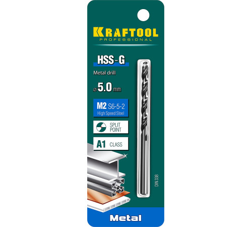 KRAFTOOL HSS-G, 5.0 х 86 мм, сталь P6M5, сверло по металлу (29651-5) купить в Сочи KRAFTOOL HSS-G, 5.0 х 86 мм, сталь P6M5, сверло по металлу (29651-5) купить в Сочи