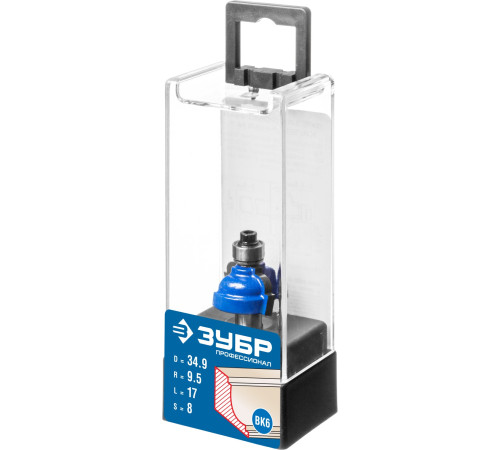 ЗУБР 34.9 x 19 мм, радиус 9.5 мм, фреза кромочная калевочная №7, Профессионал (28709-34.9) купить  в Сочи