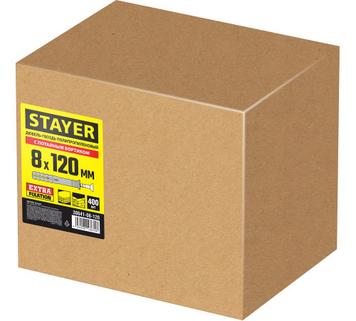 STAYER 8 х 120 мм, потайной бортик, 400 шт, дюбель-гвоздь (30641-08-120) купить в Сочи STAYER 8 х 120 мм, потайной бортик, 400 шт, дюбель-гвоздь (30641-08-120) купить в Сочи