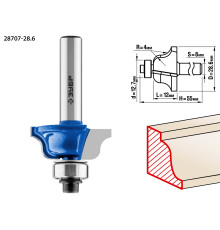 ЗУБР 28.6 x 12 мм, радиус 4 мм, фреза кромочная калевочная №6, Профессионал (28707-28.6)