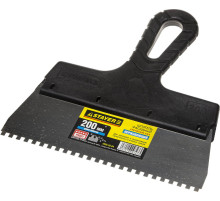 STAYER PROFlat, 200 мм, зуб 4 х 4 мм, пластиковая ручка, зубчатый, нержавеющий фасадный шпатель, Professional (1009-20-04)