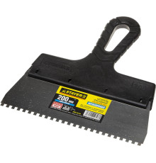 STAYER PROFlat, 200 мм, зуб 4 х 4 мм, пластиковая ручка, зубчатый, нержавеющий фасадный шпатель, Professional (1009-20-04)