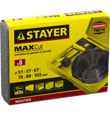 STAYER Maxcut, 6 шт, 51-102 мм, набор кольцевых коронок по дереву (29600-H8)