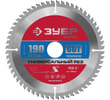 ЗУБР Универсальный рез, 190 x 30/20 мм, 60Т, пильный диск по алюминию (36916-190-30-60)