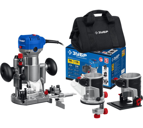 ЗУБР 750 Вт, кромочный фрезер, сумка, 3 основания, Профессионал (ФПК-750Н) купить  в Сочи