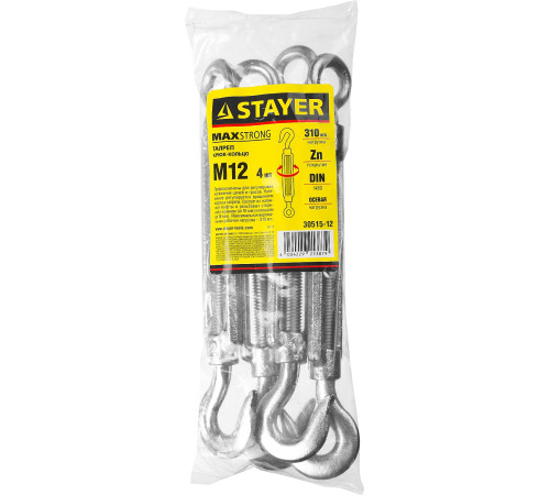STAYER DIN 1480, М12, 4 шт, талреп крюк-кольцо (30515-12) купить в Сочи STAYER DIN 1480, М12, 4 шт, талреп крюк-кольцо (30515-12) купить в Сочи