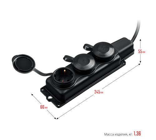 ЗУБР КГ-325-Ш3, КГ, 3 x 2.5 мм2, IP44, 15 м, 3 гн., 4000 Вт, силовой удлинитель, Профессионал (55024-15) купить  в Сочи