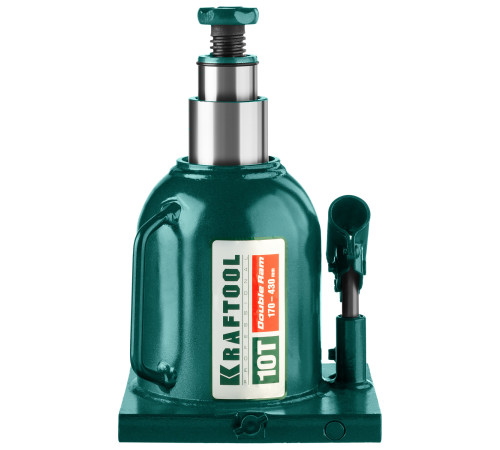 KRAFTOOL DOUBLE RAM, 10 т, 170 - 430 мм, с увеличенным подъемом, двухштоковый бутылочный домкрат (43463-10) купить  в Сочи