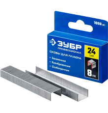 ЗУБР 8 мм, тип 24, 1000 шт, скобы для плайера, Профессионал (31555-08)