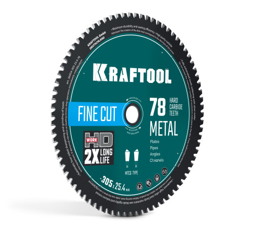 KRAFTOOL Metal Cut 305 х 25.4 мм, 78Т, диск пильный по металлу и стали (36954-305-25.4-78) купить  в Сочи