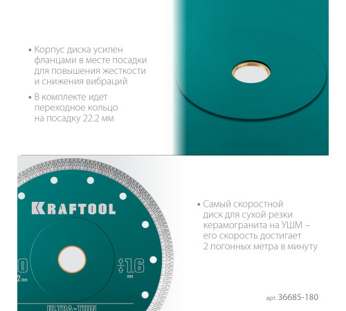 KRAFTOOL ULTRA-THIN 180х1.6 мм ультратонкий алмазный диск (36685-180) купить в Сочи KRAFTOOL ULTRA-THIN 180х1.6 мм ультратонкий алмазный диск (36685-180) купить в Сочи