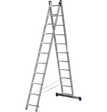 СИБИН 11 ступеней, со стабилизатором, алюминиевая, двухсекционная лестница (38823-11)