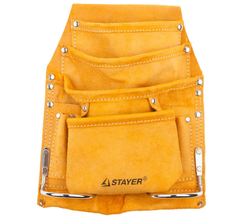 STAYER кожаная, 2 скобы, поясная сумка для инструментов с 8 карманами (38505) купить  в Сочи