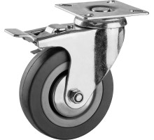 ЗУБР d 100 мм, г/п 65 кг, резина/полипропилен, поворотное колесо c тормозом (30956-100-B)