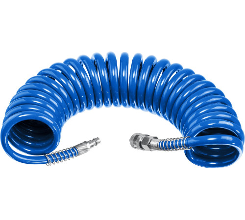 ЗУБР 5 м, 8 х 12 мм, 15 бар, воздушный спиральный шланг с фитингами рапид, Профессионал (6472-05) купить  в Сочи
