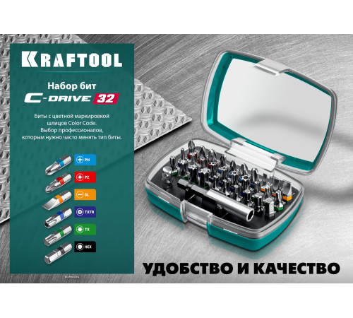 KRAFTOOL C-Drive 32, 32шт, набор многофункциональных бит (26067-H32) купить в Сочи KRAFTOOL C-Drive 32, 32шт, набор многофункциональных бит (26067-H32) купить в Сочи