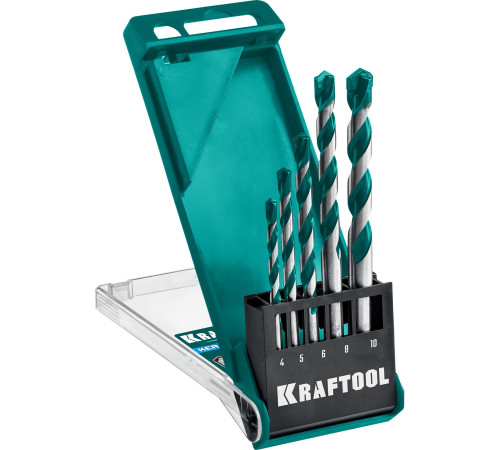 KRAFTOOL Keramo, 5 шт: 4-5-6-8-10 мм набор сверл по керамограниту с твердосплавной пластиной (29175-H5) купить  в Сочи