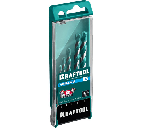 KRAFTOOL Keramo, 5 шт: 4-5-6-8-10 мм набор сверл по керамограниту с твердосплавной пластиной (29175-H5) купить  в Сочи