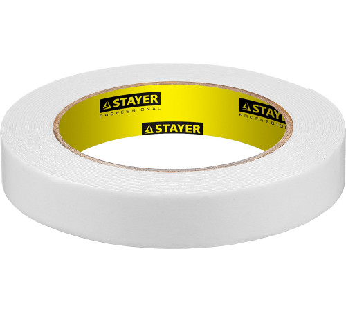 STAYER 19 мм, 5 м, белая, на вспененной основе, двухсторонняя клейкая лента, Professional (12231-19-05) купить  в Сочи