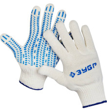 ЗУБР ПРОТЕКТОР L-XL, х/б перчатки с мягким ПВХ-гель ″протектор″, увеличенная площадь покрытия, 10 класс, 10пар, Профессионал (11390-K10)