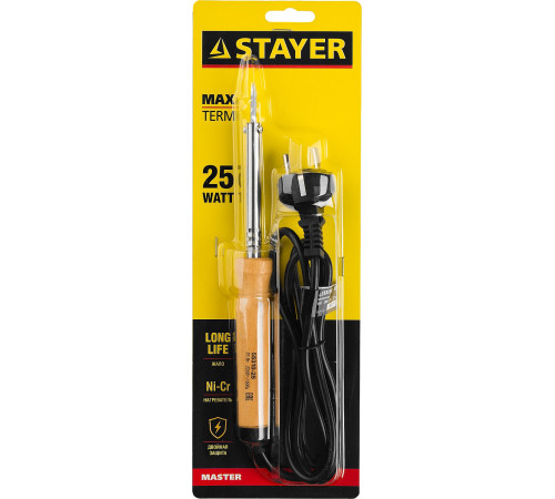 STAYER MAXTerm, 25 Вт, конус, электропаяльник с деревянной рукояткой (55310-25) купить  в Сочи