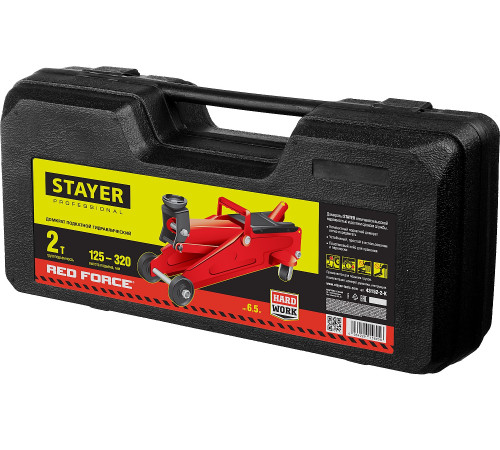 STAYER R-22 RED FORCE, в кейсе, 2 т, 125 - 320 мм, подкатной домкрат для легковых а/м, Professional (43152-2-K) купить в Сочи STAYER R-22 RED FORCE, в кейсе, 2 т, 125 - 320 мм, подкатной домкрат для легковых а/м, Professional (43152-2-K) купить в Сочи