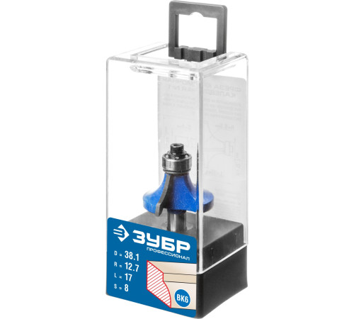 ЗУБР 38.1 x 17 мм, радиус 12.7 мм, фреза кромочная калевочная №1, Профессионал (28701-38.1) купить  в Сочи