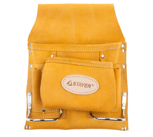 STAYER кожаная, 2 скобы, поясная сумка для инструментов с 8 карманами, Professional (38515) купить  в Сочи