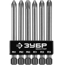ЗУБР MX-6, 6 шт, набор бит с адаптером (26089-H6)