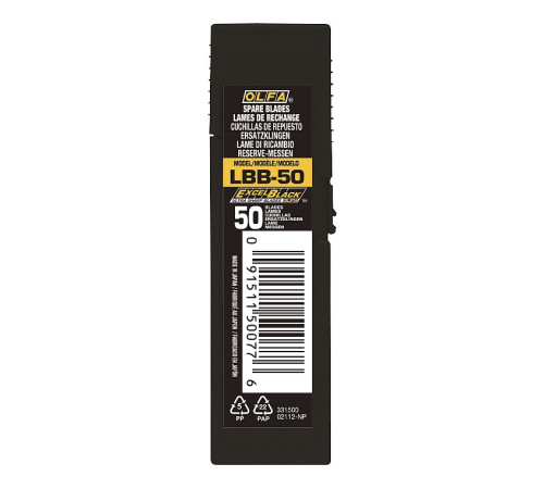 OLFA 18 мм, 50 шт, в платсиковом кейсе, черные сегментированные лезвия, особо острые, EXCEL BLACK (OL-LBB-50) купить  в Сочи