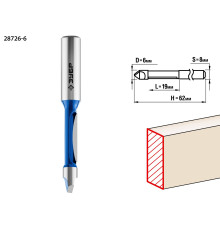 ЗУБР 6 x 19 мм, хвостовик 8 мм, фреза кромочная прямая со сверлом, Профессионал (28726-6)