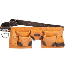 KRAFTOOL натуральная кожа, пояс для инструментов с 9 карманами (1-38520)